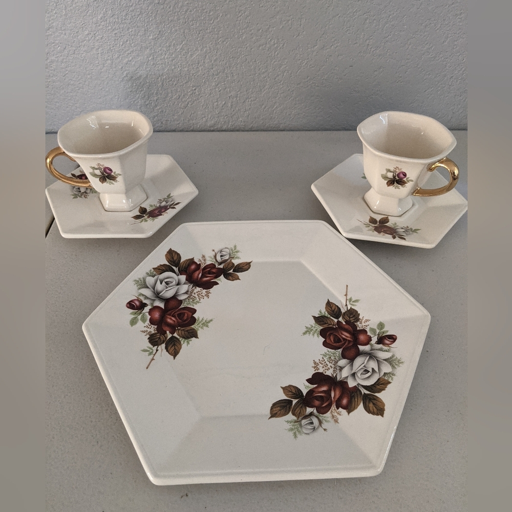 Vintage Retro Floral Tea Serveware Platter Whimsical Magical Tea Party Decor